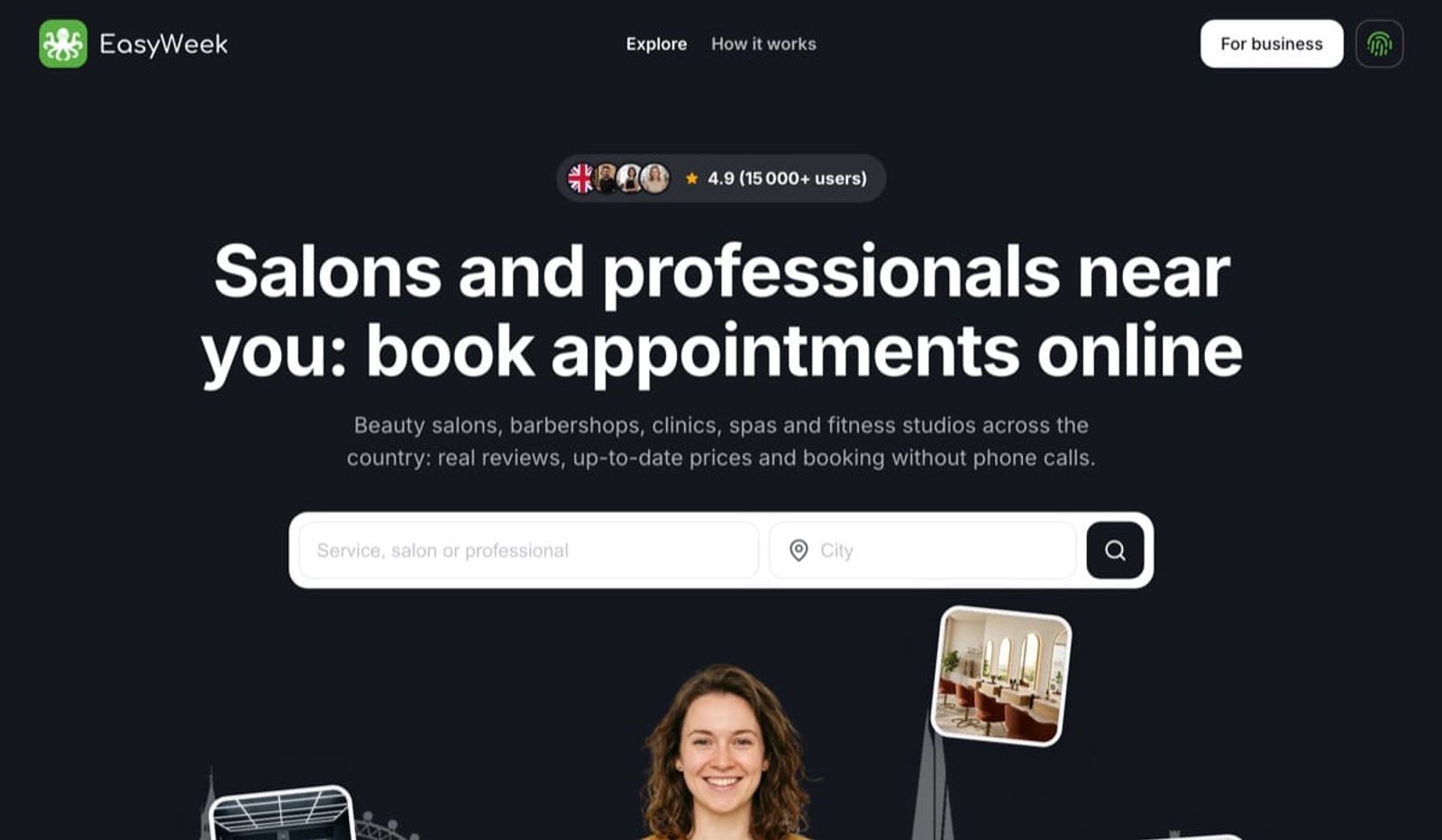 The EasyWeek catalogue home page in the United Kingdom